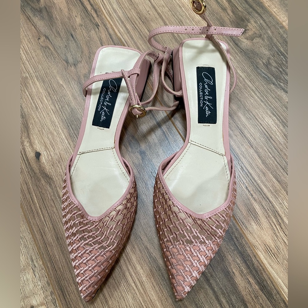 Charles and Keith Pink Mesh Ankle Strap Sandals, like Dior